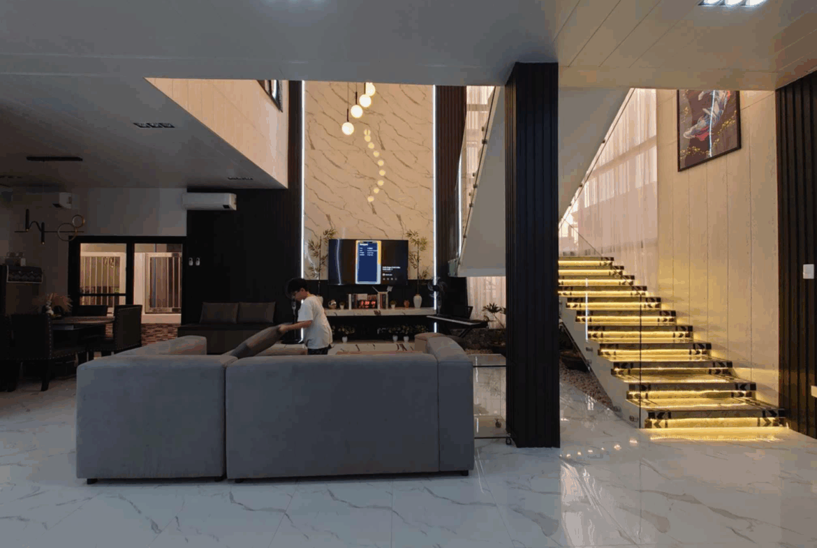 Contemporary House Living Room in Tabun Mabalacat